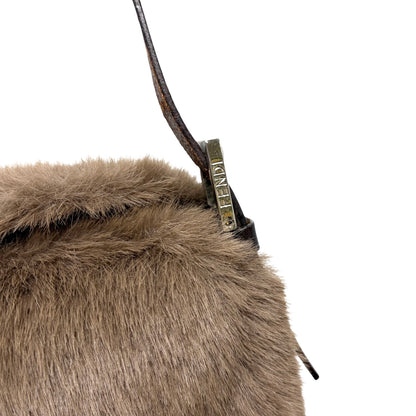 [Exclusive] FENDI Vintage FF Mamma Baguette Shoulder Bag Fur Brown 800804
