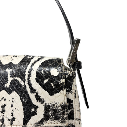 [Exclusive] FENDI Vintage Mamma Baguette Python Shoulder Bag Black 800211