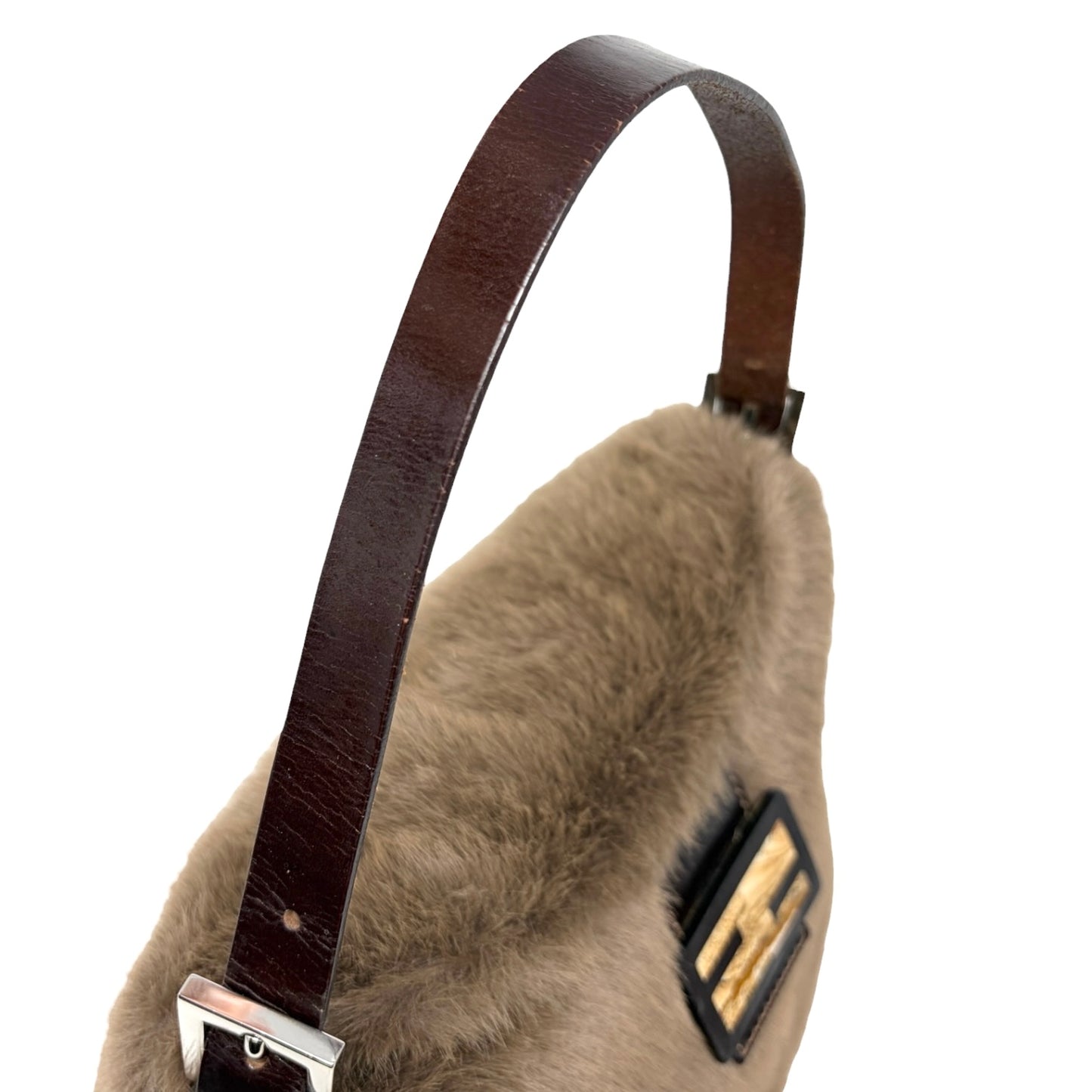 [Exclusive] FENDI Vintage FF Mamma Baguette Shoulder Bag Fur Brown 800804