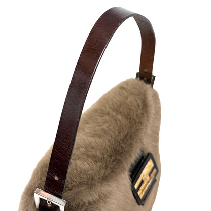 [Exclusive] FENDI Vintage FF Mamma Baguette Shoulder Bag Fur Brown 800804