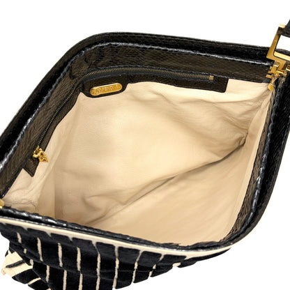 [Exclusive] FENDI Vintage FF Logo Python Velvet Shoulder Bag Black 800208