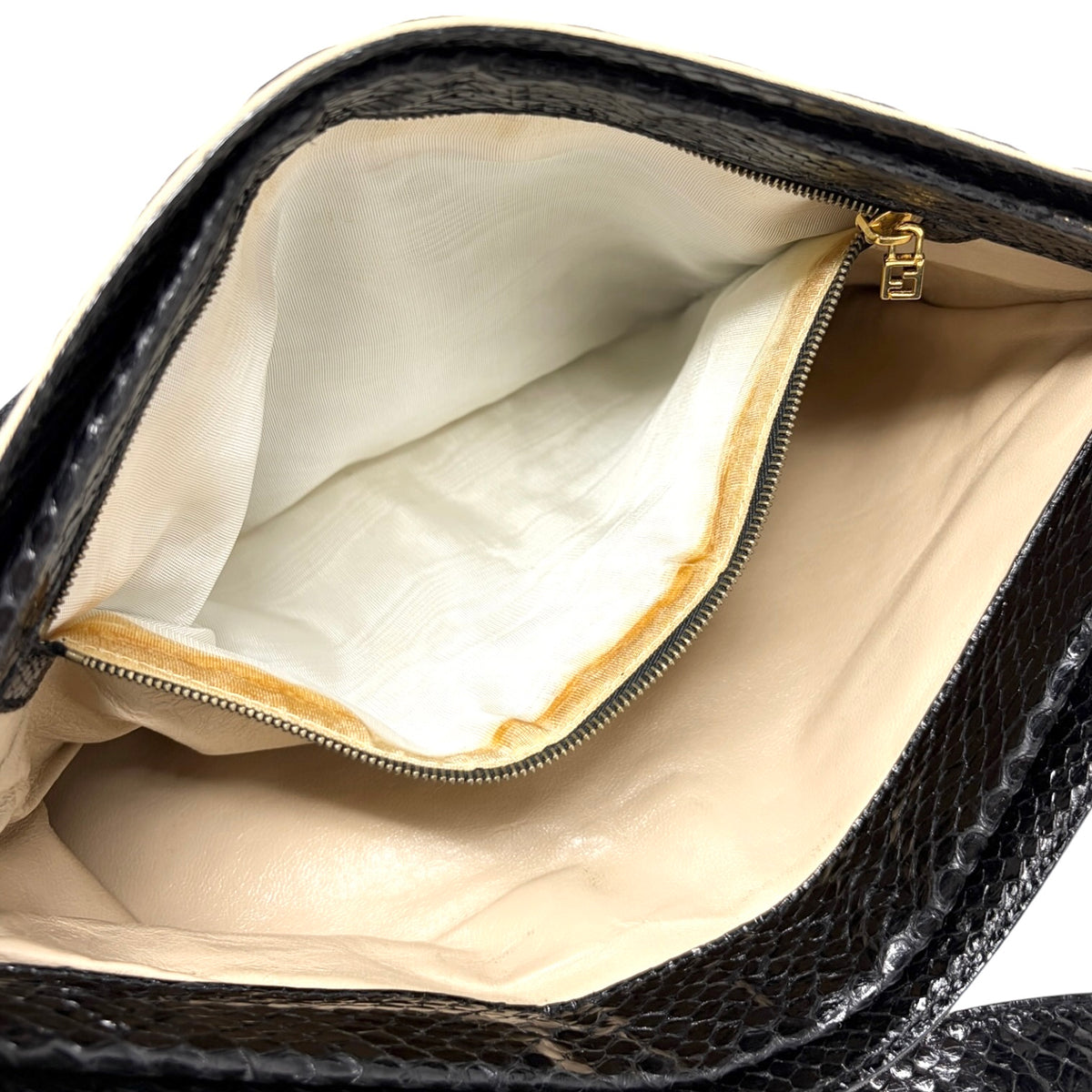 [Exclusive] FENDI Vintage FF Logo Python Velvet Shoulder Bag Black 800208