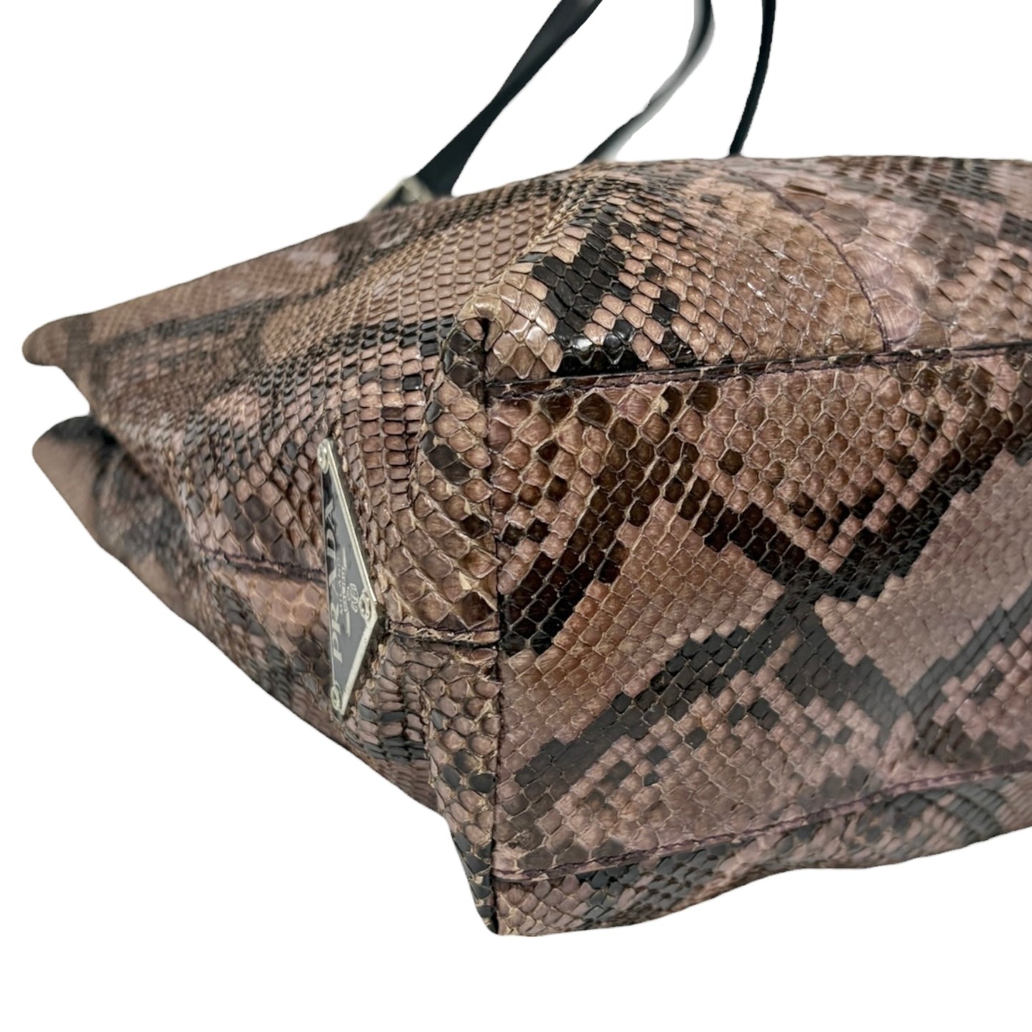 [Exclusive] PRADA Vintage Triangle Logo Shoulder Bag Pink Brown Leather 880805