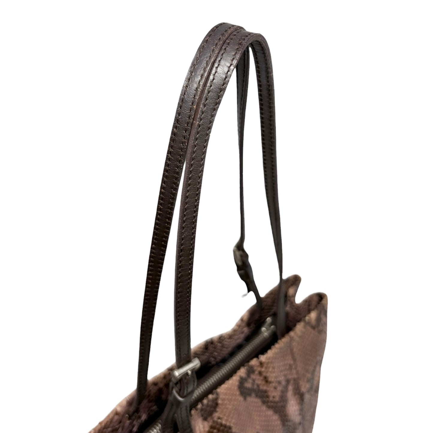 [Exclusive] PRADA Vintage Triangle Logo Shoulder Bag Pink Brown Leather 880805