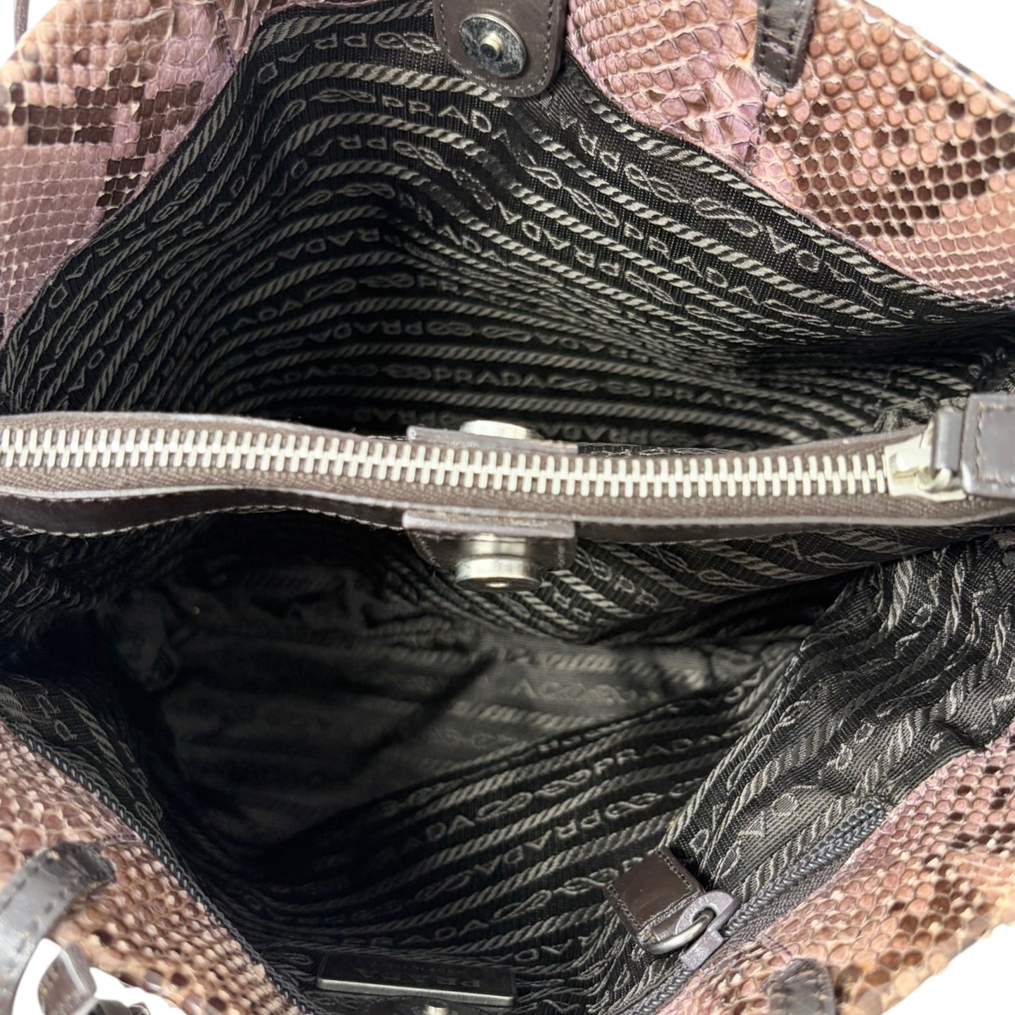 [Exclusive] PRADA Vintage Triangle Logo Shoulder Bag Pink Brown Leather 880805