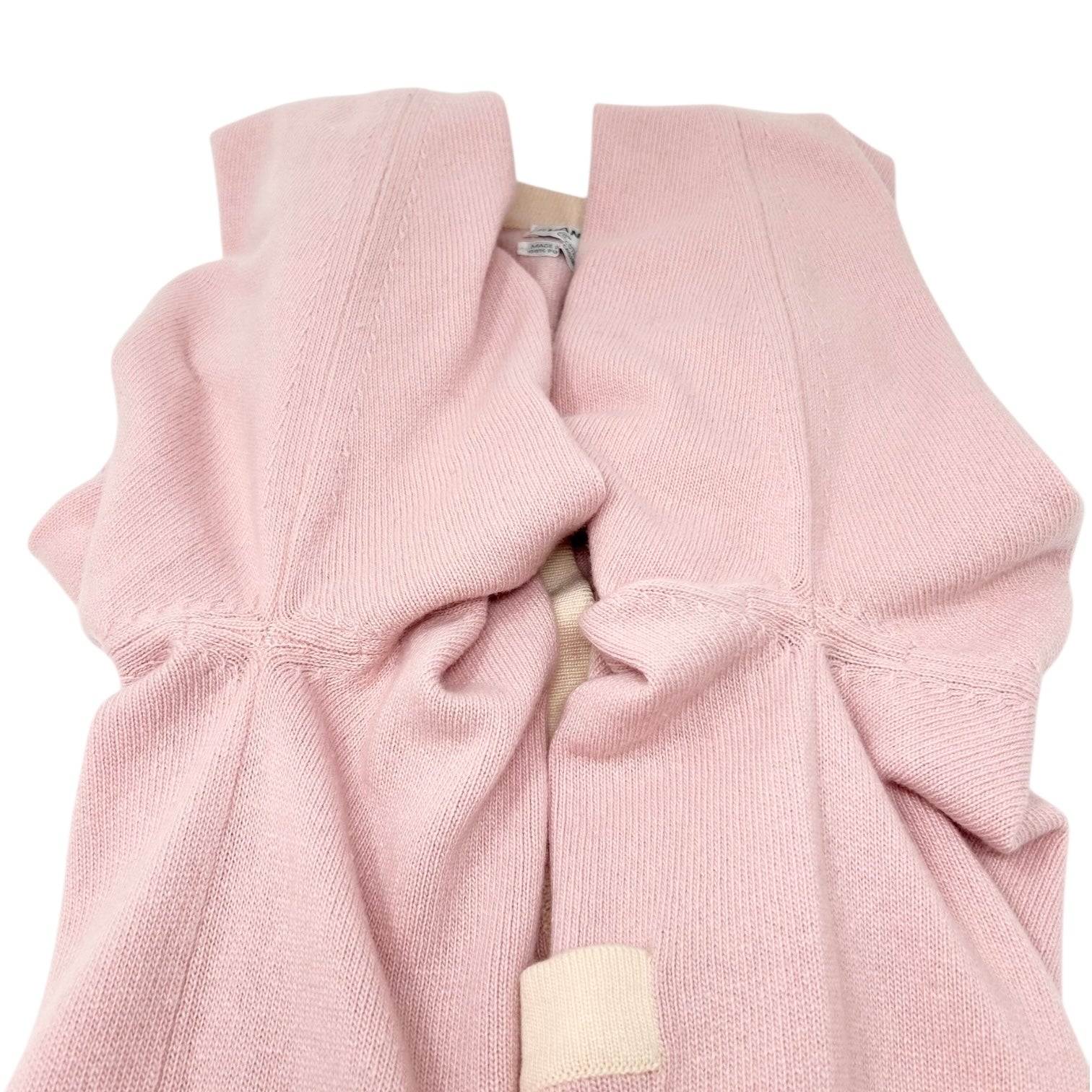 CHANEL Vintage CC Mark Logo Cardigan Pink Cream Cashmere Button Pockets Sweater