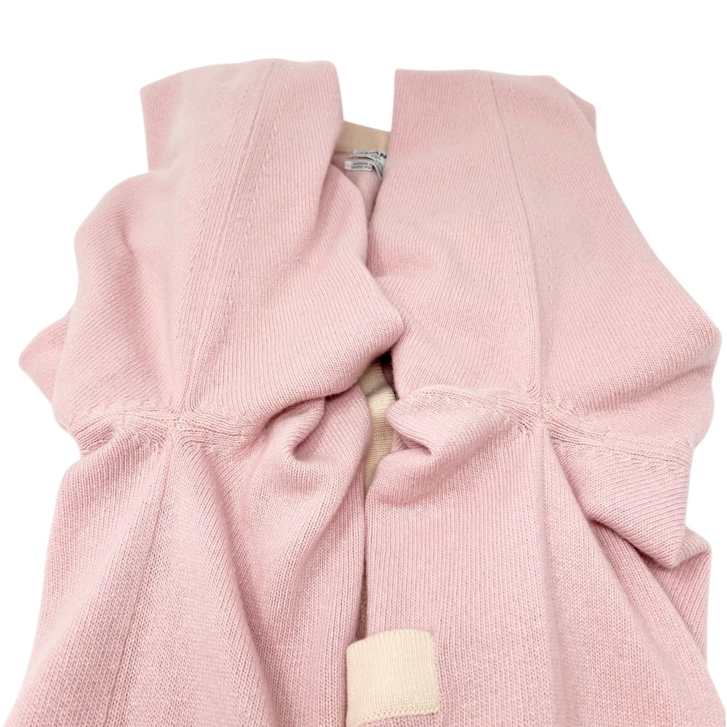 CHANEL Vintage CC Mark Logo Cardigan Pink Cream Cashmere Button Pockets Sweater