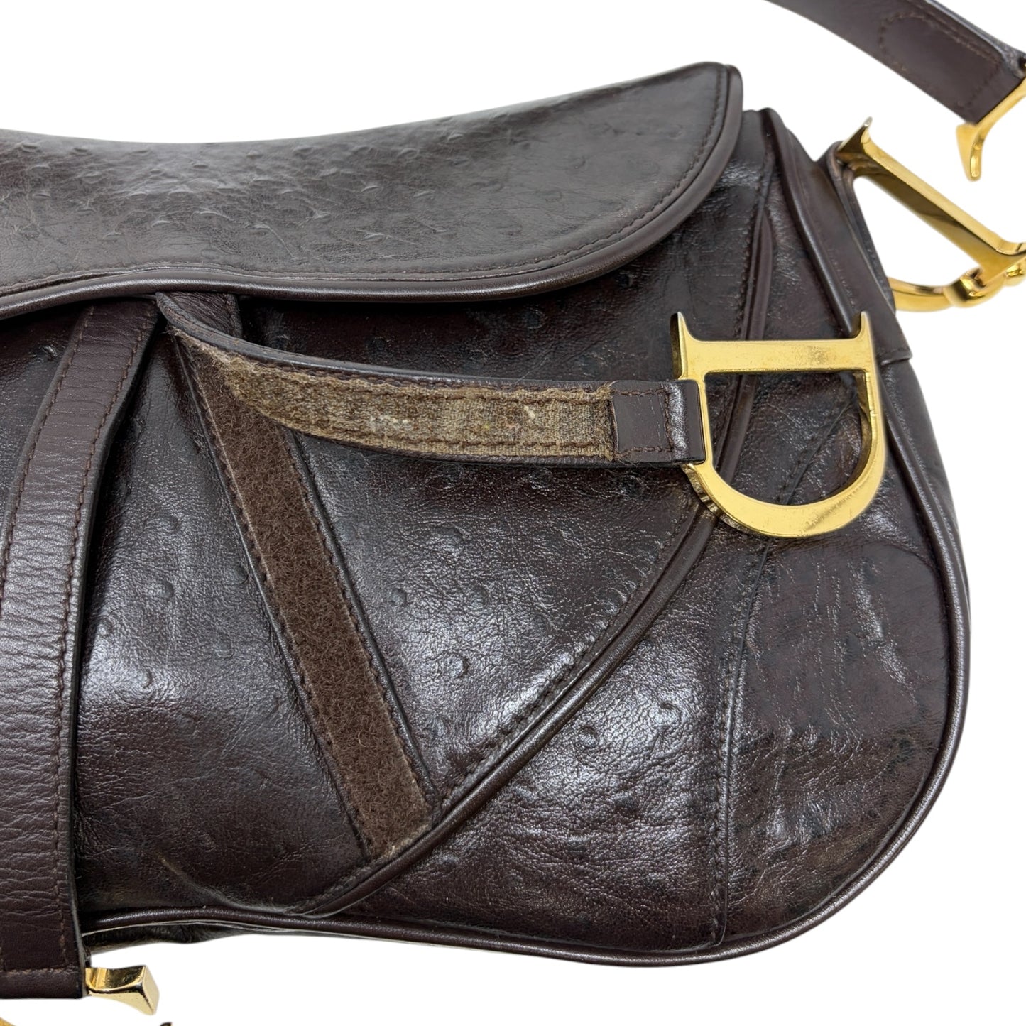 [Exclusive] Christian Dior Vintage CD Double Saddle Bag Brown Leather 800802