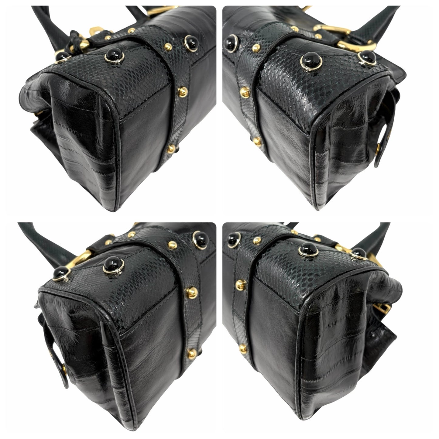 【Exclusive】DOLCE&GABBANA Vintage DG Logo Leather Tote Bag Black Gold 800808