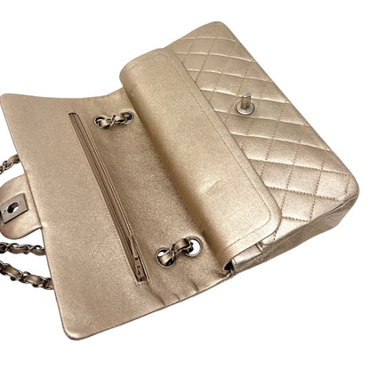 CHANEL Vintage CC Turnlock Quilted Chain Flap Bag 2 Way Metallic Gold 902919
