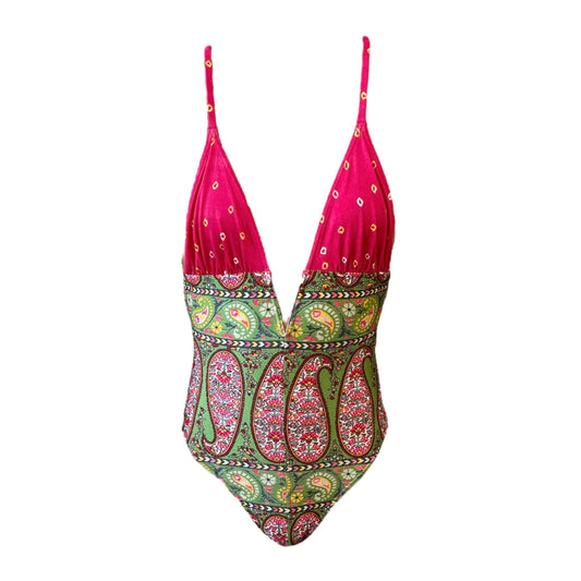 Christian Dior Vintage Logo Paisley Print One-piece Swimwear #38 Nylon 901863