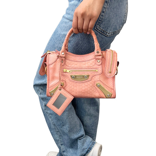 [Exclusive] Balenciaga Vintage Logo Classic City Mini Bag Pink Leather 800807