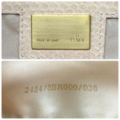 [Exclusive] FENDI Vintage FF Logo Mamma Baguette Bag Pink Beige Leather 800803