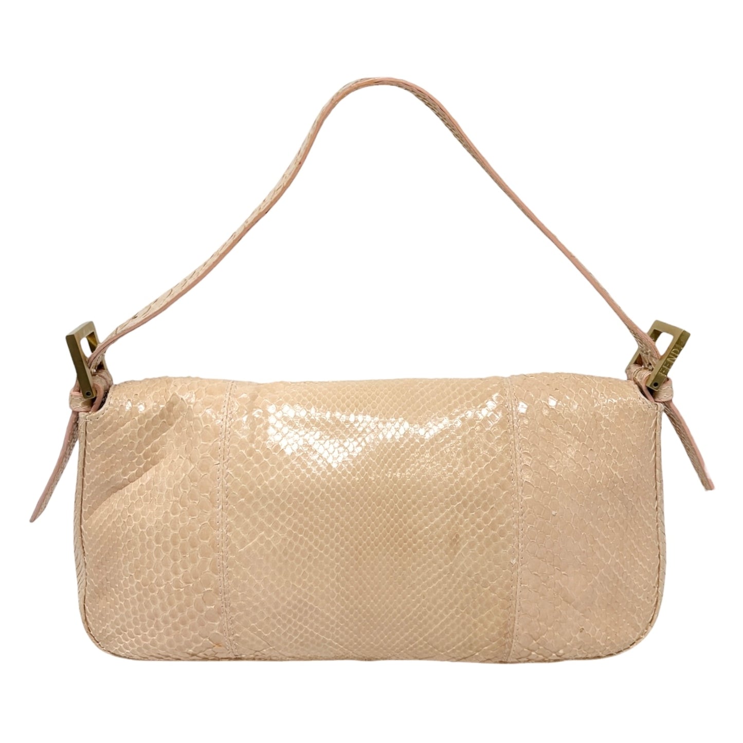 [Exclusive] FENDI Vintage FF Logo Mamma Baguette Bag Pink Beige Leather 800803
