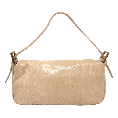 [Exclusive] FENDI Vintage FF Logo Mamma Baguette Bag Pink Beige Leather 800803