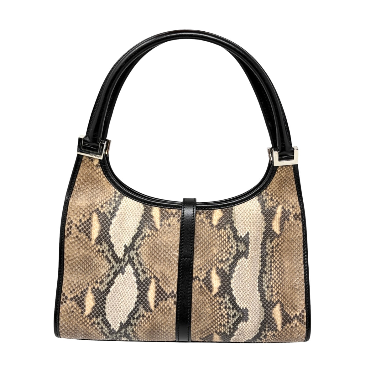 [Exclusive] GUCCI Vintage Jackie Python Shoulder Bag Beige Black 800209