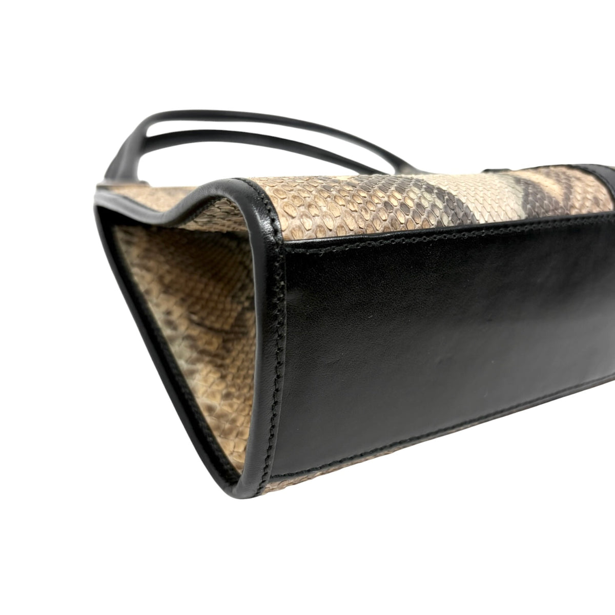 [Exclusive] GUCCI Vintage Jackie Python Shoulder Bag Beige Black 800209