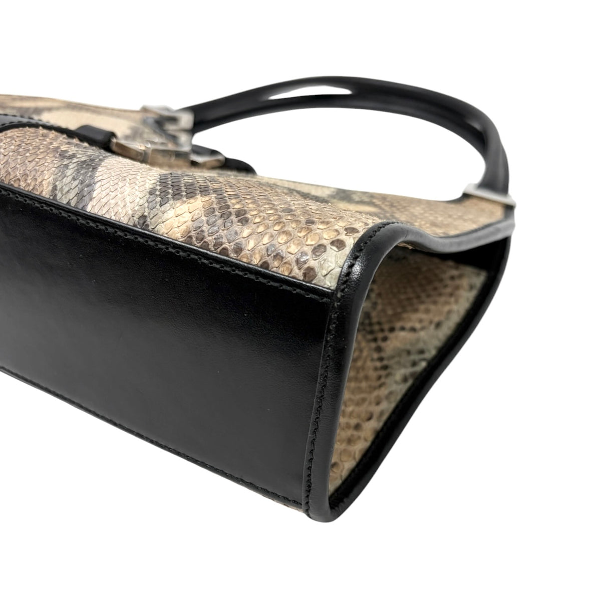[Exclusive] GUCCI Vintage Jackie Python Shoulder Bag Beige Black 800209