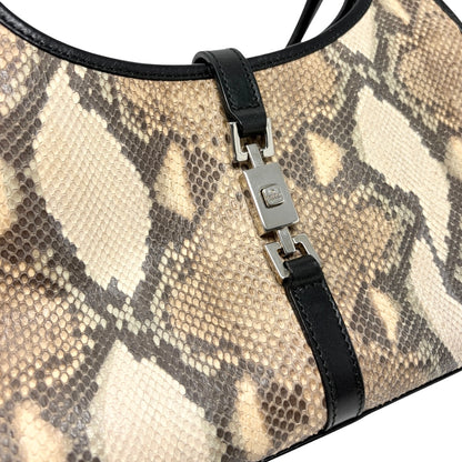 [Exclusive] GUCCI Vintage Jackie Python Shoulder Bag Beige Black 800209
