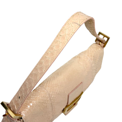 [Exclusive] FENDI Vintage FF Logo Mamma Baguette Bag Pink Beige Leather 800803
