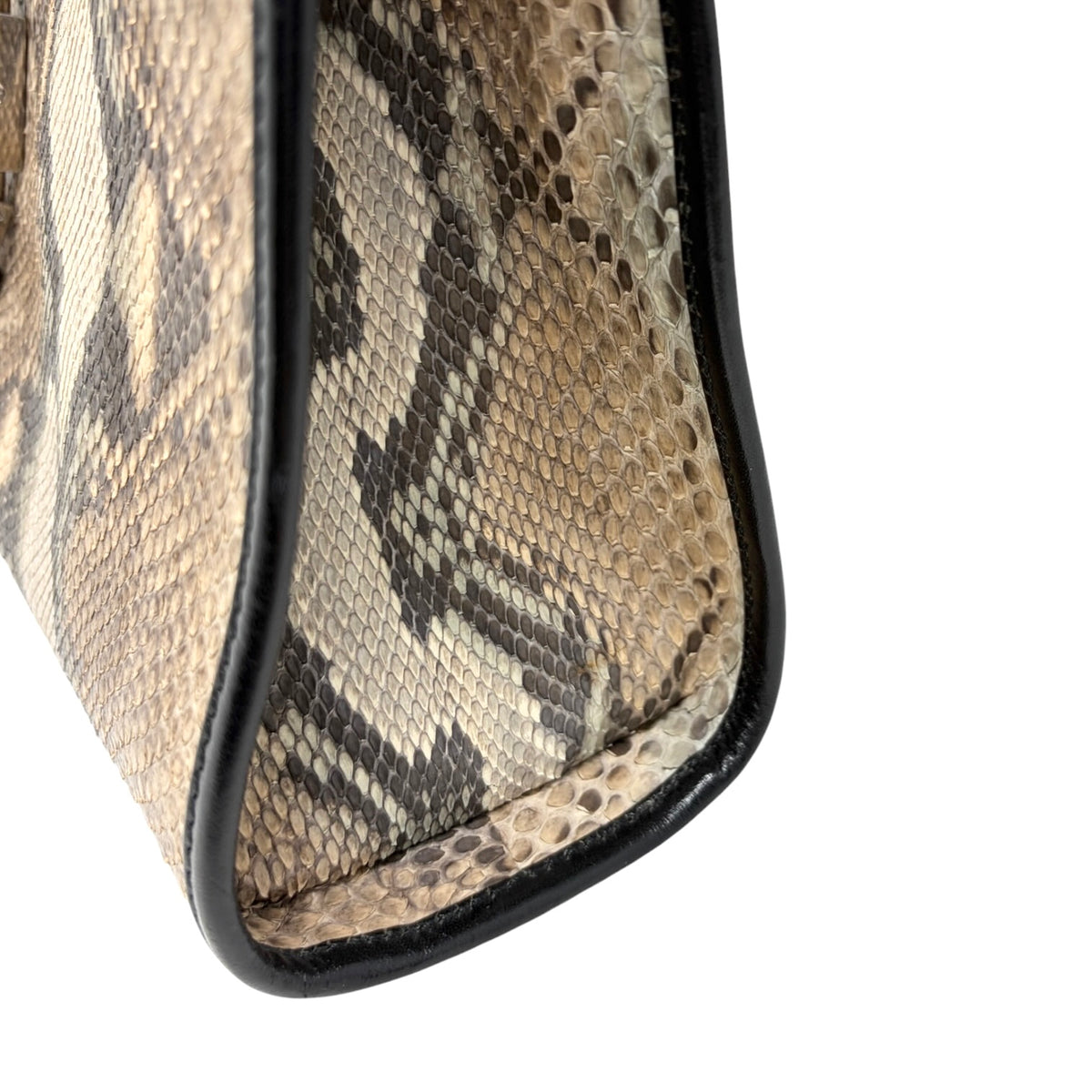 [Exclusive] GUCCI Vintage Jackie Python Shoulder Bag Beige Black 800209