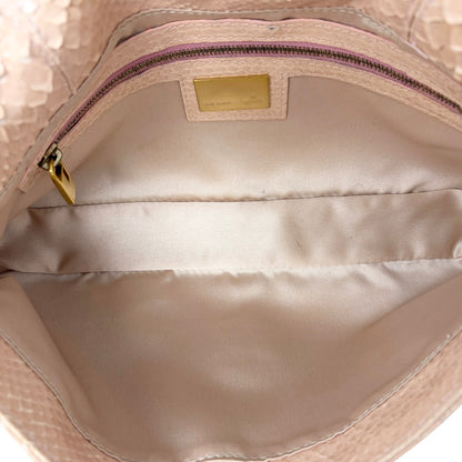 [Exclusive] FENDI Vintage FF Logo Mamma Baguette Bag Pink Beige Leather 800803