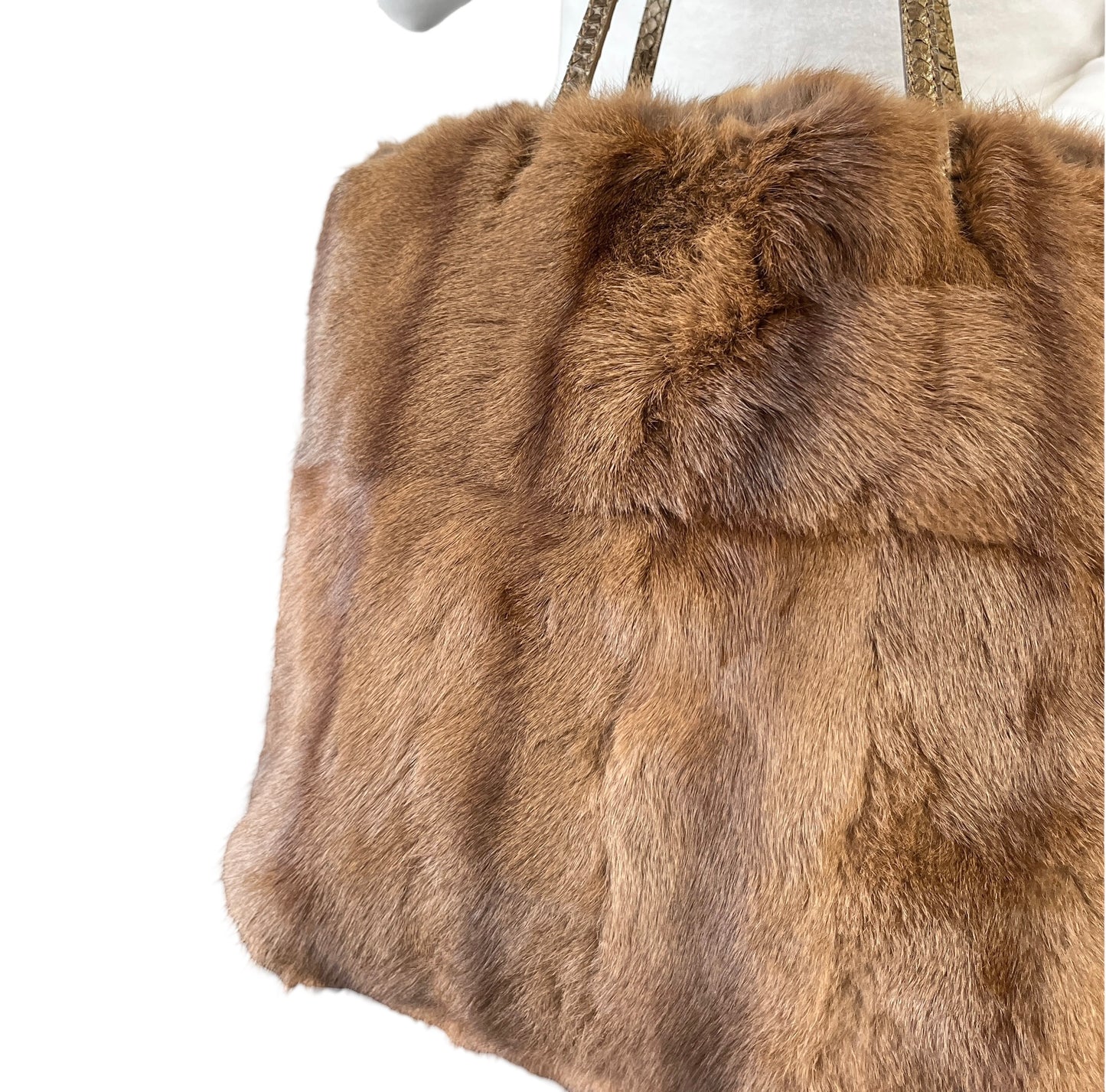 [Exclusive] FENDI Vintage Fur Tote Shoulder Bag Leather Brown Magnetic 800299