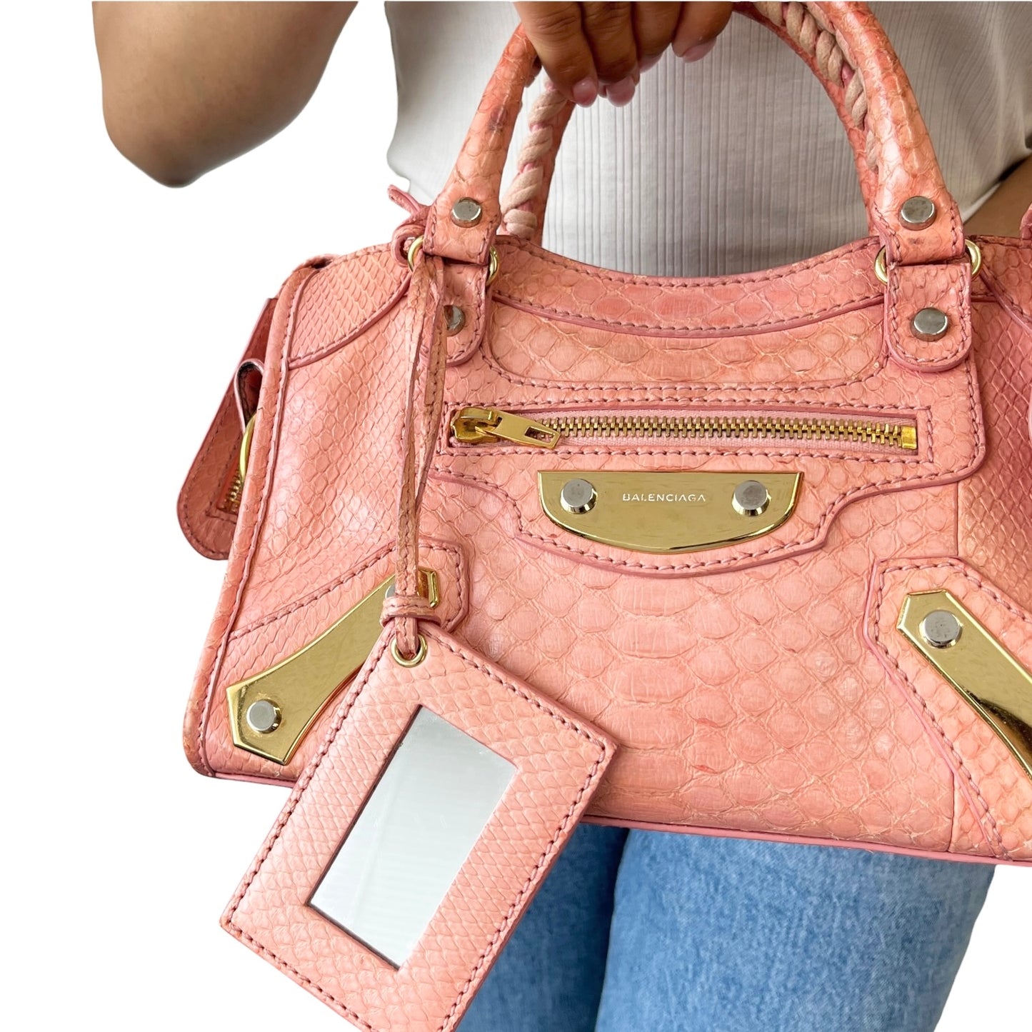 [Exclusive] Balenciaga Vintage Logo Classic City Mini Bag Pink Leather 800807