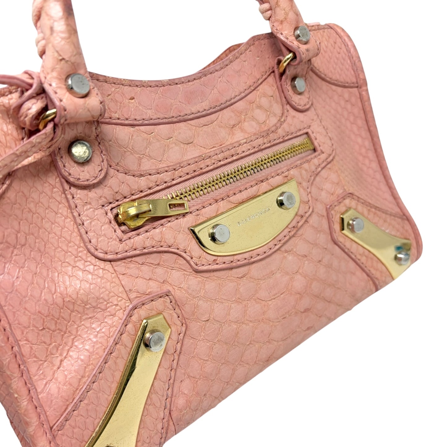 [Exclusive] Balenciaga Vintage Logo Classic City Mini Bag Pink Leather 800807