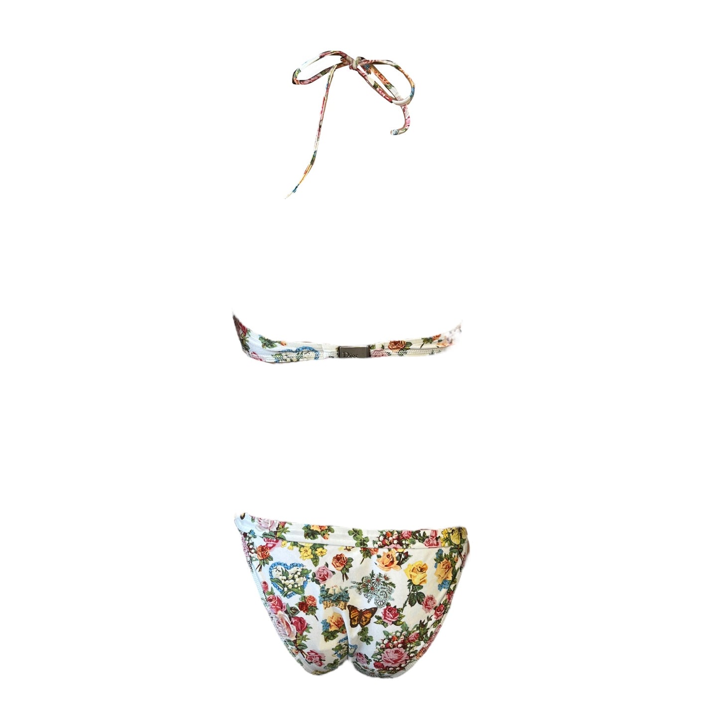 Christian Dior Vintage D-Charm Flower Bikini Swimwear Multicolor White 106951