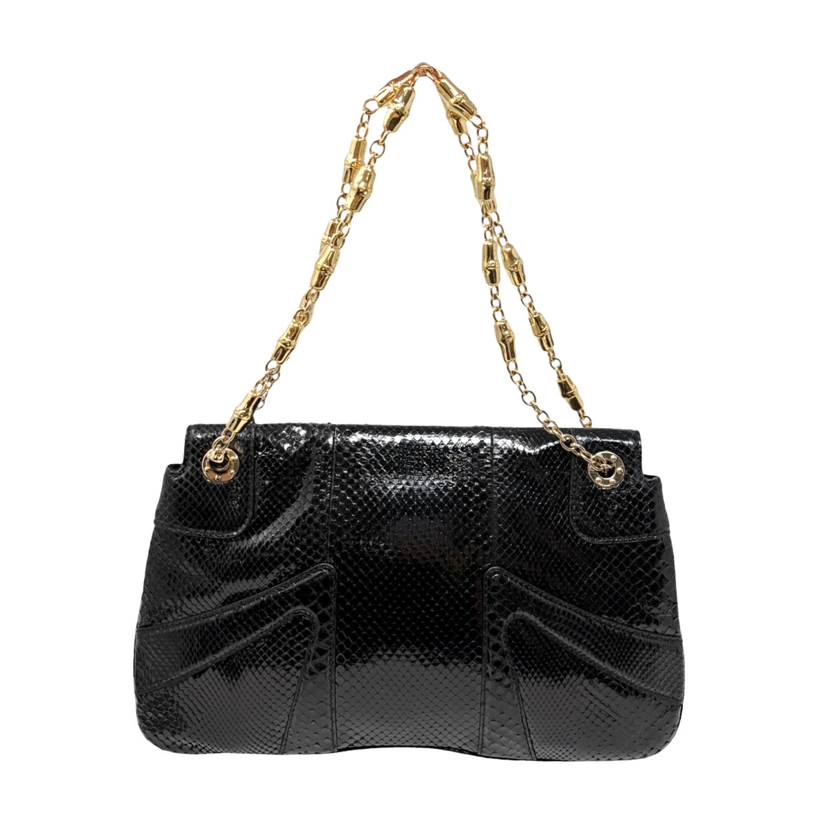 [Exclusive] GUCCI Vintage Python Evening Dragon Shoulder Bag Black 800210