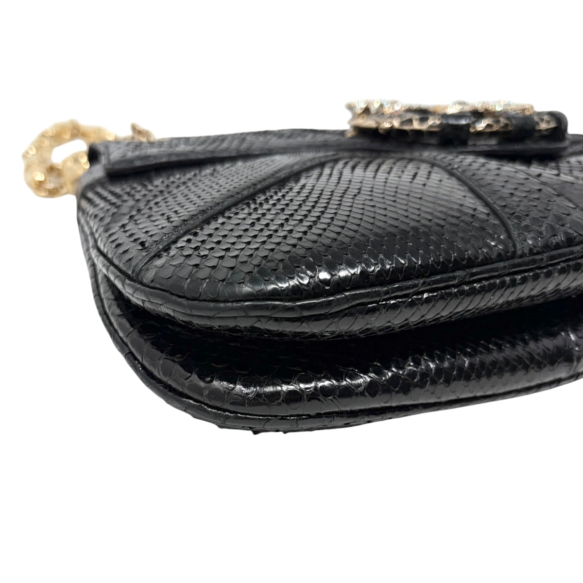 [Exclusive] GUCCI Vintage Python Evening Dragon Shoulder Bag Black 800210