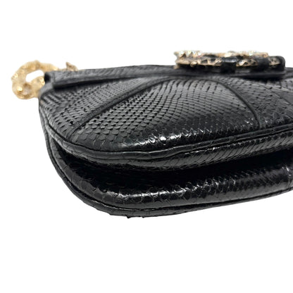 [Exclusive] GUCCI Vintage Python Evening Dragon Shoulder Bag Black 800210