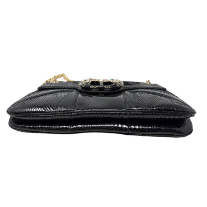 [Exclusive] GUCCI Vintage Python Evening Dragon Shoulder Bag Black 800210