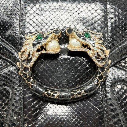 [Exclusive] GUCCI Vintage Python Evening Dragon Shoulder Bag Black 800210