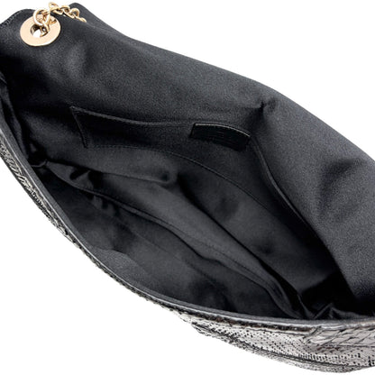 [Exclusive] GUCCI Vintage Python Evening Dragon Shoulder Bag Black 800210