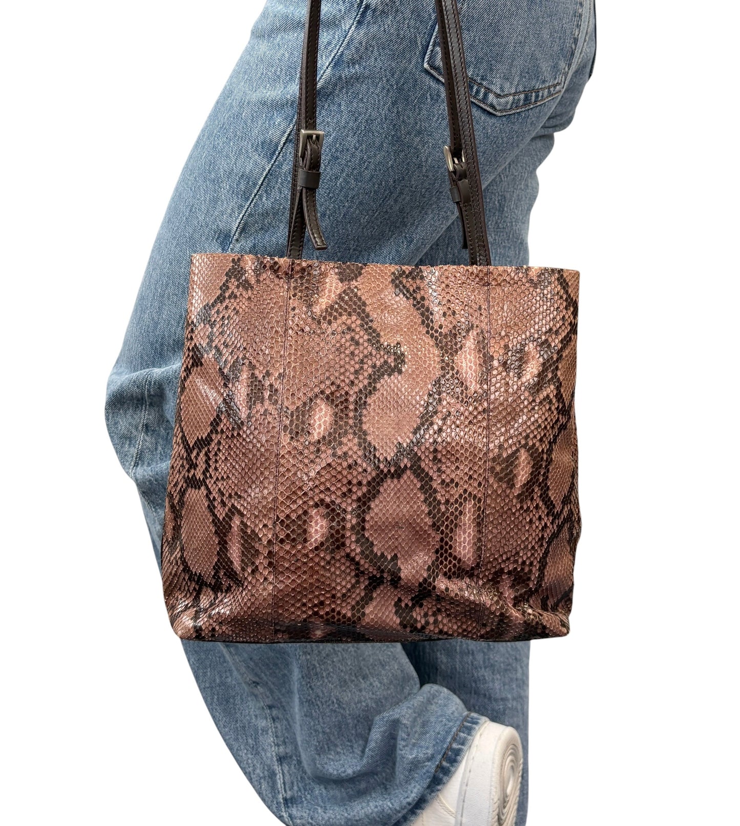 [Exclusive] PRADA Vintage Triangle Logo Shoulder Bag Pink Brown Leather 880805