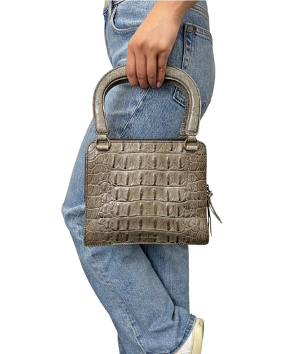 [Exclusive] miu miu Vintage Logo Mini Handbag Bag Khaki Green Leather 800107