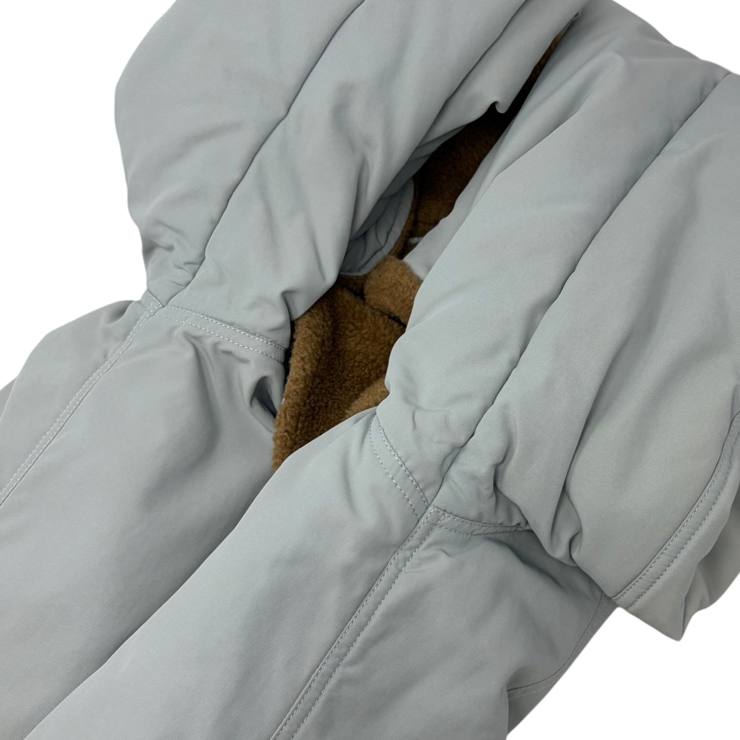 CHANEL Sport Vintage 01A CC Logo Ski Wear Jacket #36 Blue Brown Cotton Fur Zip