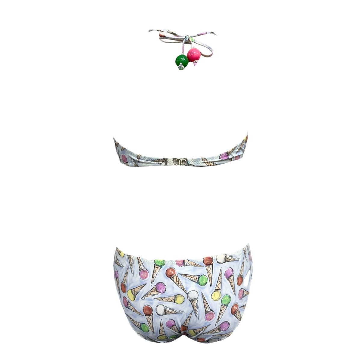 CHANEL Vintage 04C CC Logo Ice Cream Print Bikini #38 Multicolor Nylon 901860