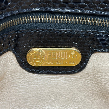 [Exclusive] FENDI Vintage FF Logo Python Velvet Shoulder Bag Black 800208