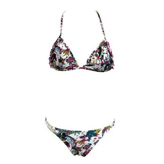 Christian Dior Vintage Logo Tattoo Print Bikini Swimwear #38 Multicolor 901861