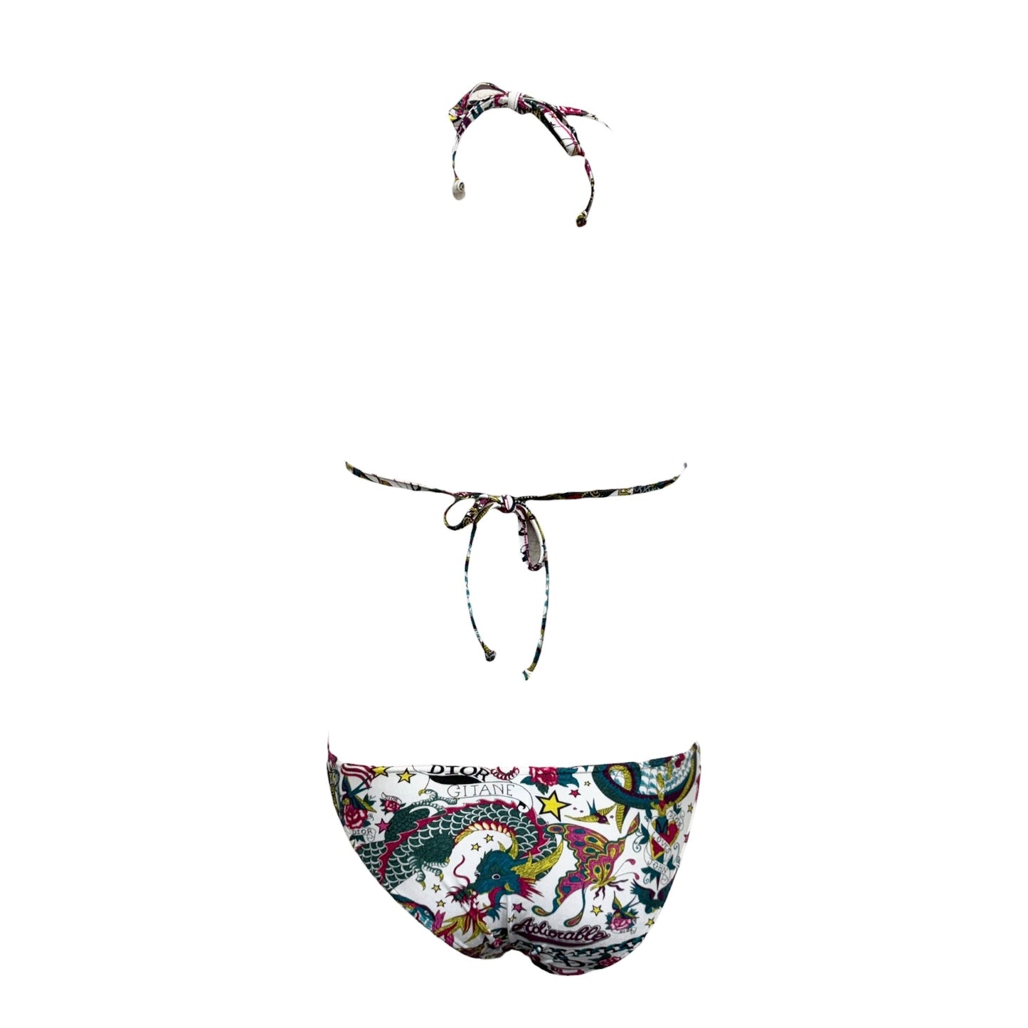 Christian Dior Vintage Logo Tattoo Print Bikini Swimwear #38 Multicolor 901861