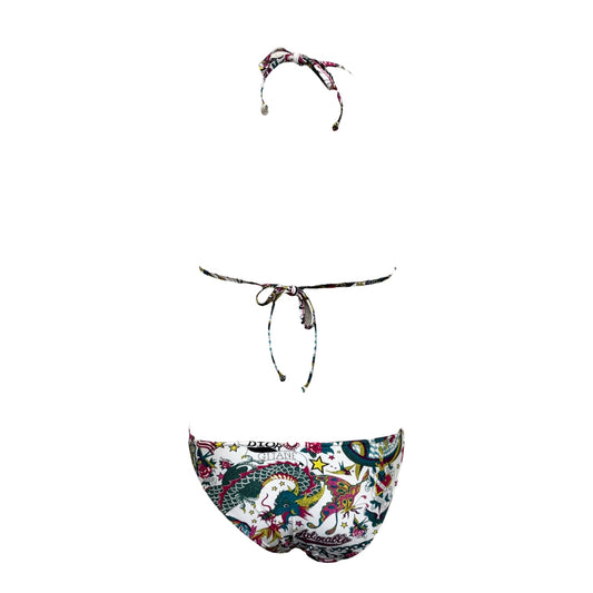 Christian Dior Vintage Logo Tattoo Print Bikini Swimwear #38 Multicolor 901861
