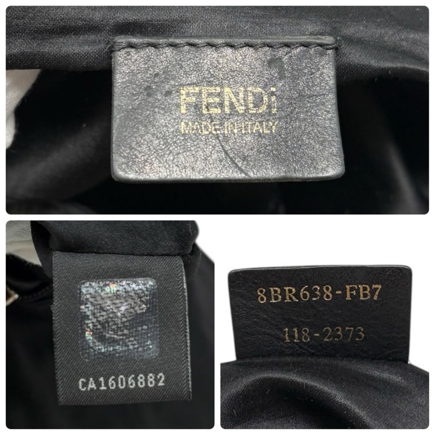 [Exclusive] FENDI Vintage Logo Mamma Baguette Shoulder Bag Black Gold Leather 800003