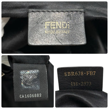 [Exclusive] FENDI Vintage Logo Mamma Baguette Shoulder Bag Black Gold Leather 800003