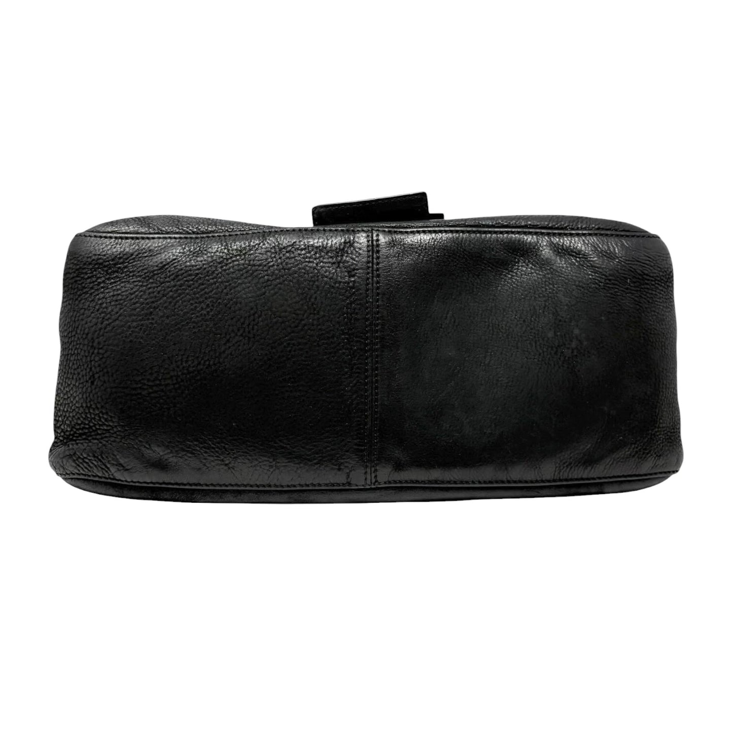 [Exclusive] FENDI Vintage Logo Mamma Baguette Shoulder Bag Black Gold Leather 800003