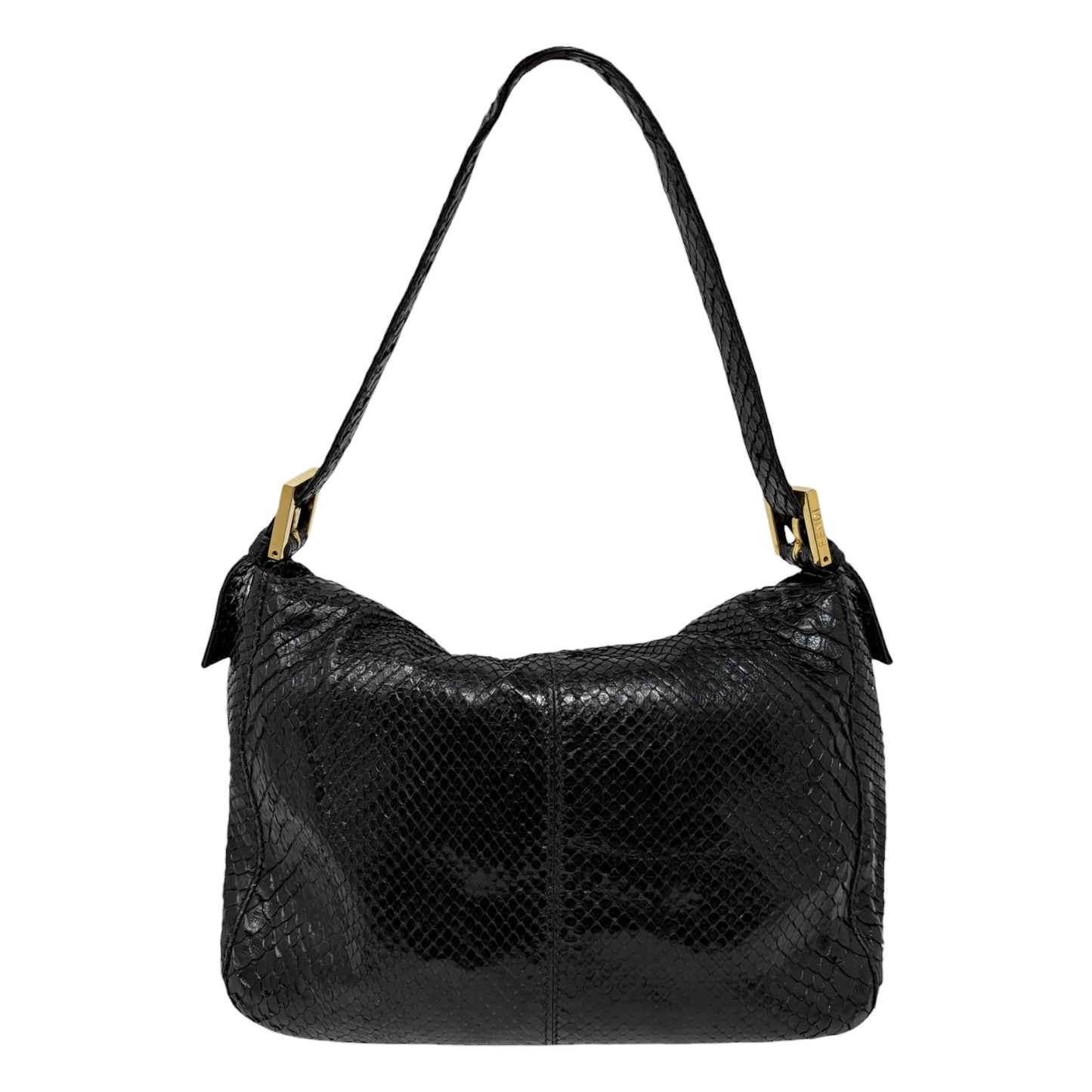 [Exclusive] FENDI Vintage FF Mamma Baguette Leather Shoulder Bag Black 800899