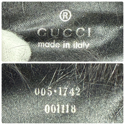 [Exclusive] GUCCI Vintage Mink Fur Mini Bag Pochette Black Silver Satin 800204