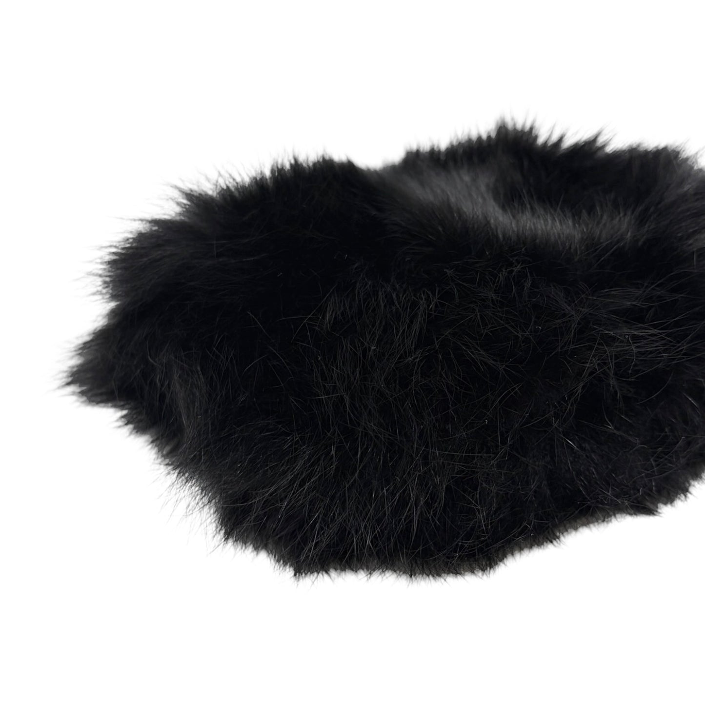 [Exclusive] GUCCI Vintage Mink Fur Mini Bag Pochette Black Silver Satin 800204